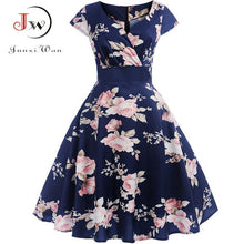Load image into Gallery viewer, V-Neck Big Swing Vintage Christmas Dress Women